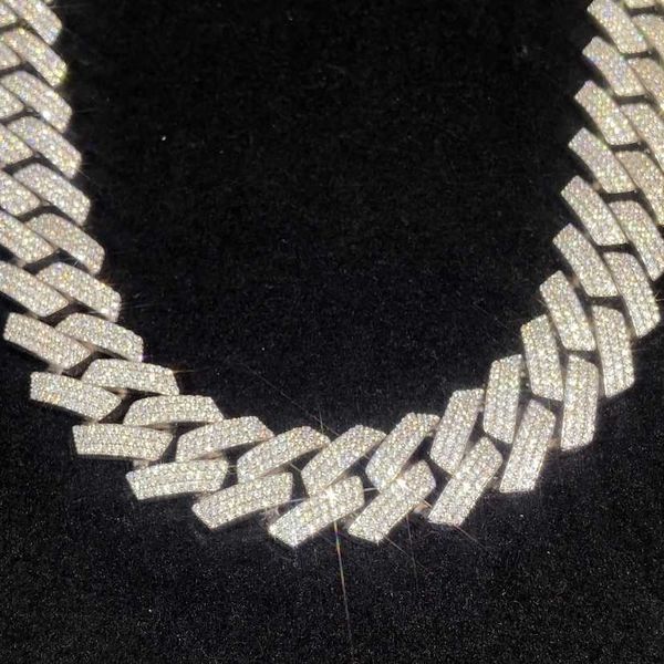 

vvs moissanite diamond cuban link chain necklace hip hop 925 sterling silver men women iced out cuban link chain