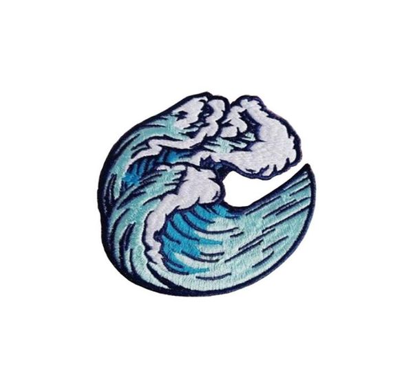 

sea waves sewing notions embroidered iron on patches for clothing shirts hats bags decoration custom diy applique8965190, Black
