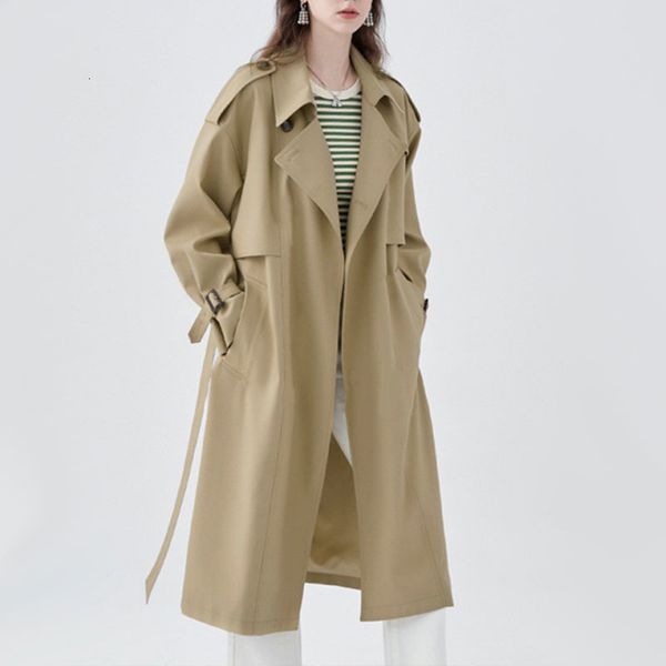 

women's trench coats women jackets long trench female solid color coat classic lapel long sleeve windproof with belt sprin autumn casua, Tan;black
