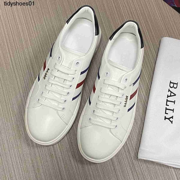 

2023 summer new ballys genuine leather men's shoes sports casual board shoes versatile little white shoes, Black