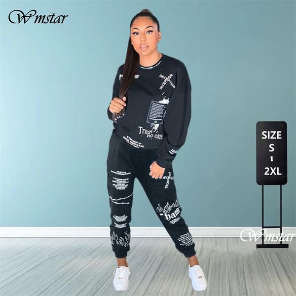 

women's tracksuits 2 piece set s outfits fall winter sweatsuit letter graffiti print crop sweatpants tracksuit wholesale dropshpping 23, Gray