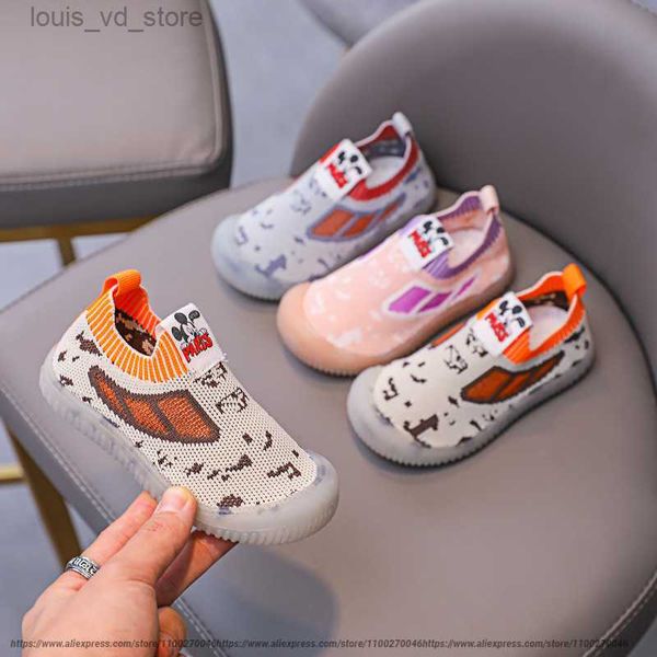 

cartoon mickey boys girls new casual shoes all-match student knitted breathable sports shoes non-slip soft sole size 26 t230809, Black;red