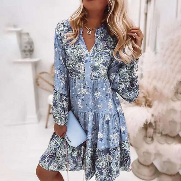 

summer womens floral print short dress layered flare sleeves, Black;gray