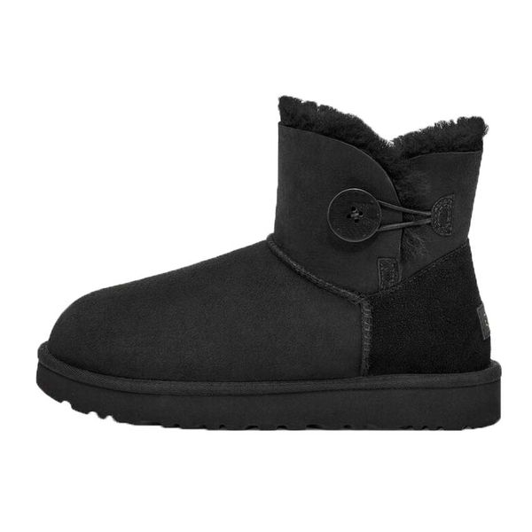 

autumn and winter classic boots with deduction mini short tube casual flat bottom comfortable plush thickened snow boots mid tube boots leat, Black