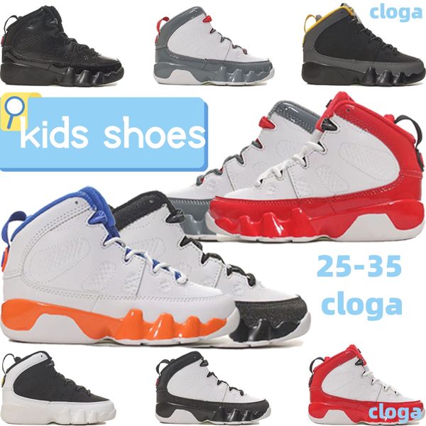 

kids shoes jumpman 9s dark charcoal university gold fontay montana city of flight white gym red university blue children toddlers youth bask, Black