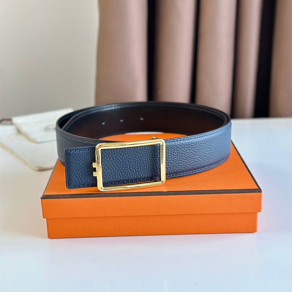 

mens designer belt reversible genuine leather h belts width cm luxury letter steel buckle black blue orange gray multi colors fashion woman, Black;green
