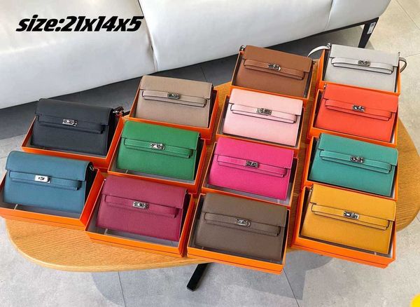

new litchi bag silver buckle mid long diagonal single shoulder advanced leather lady dinner clutch