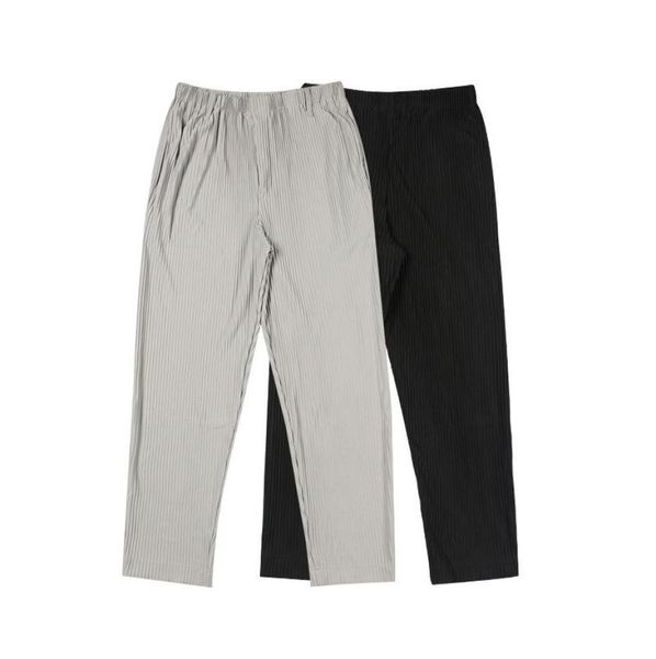 

men039s pants color solid pleated homme plisse sweatpants men women joggers drawstring trousers sweat2142315, Black