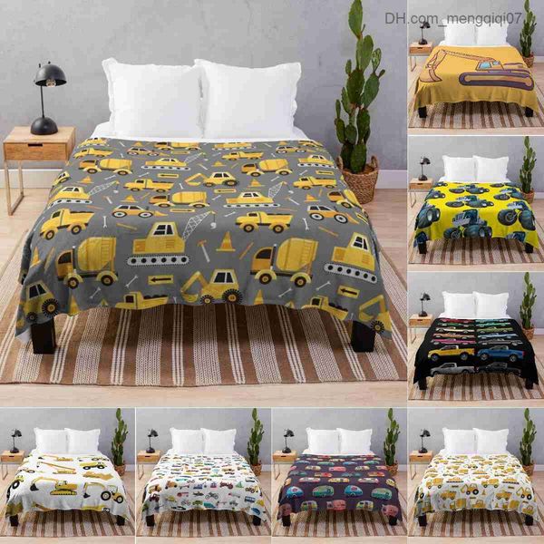 

blankets swaddling cartoon truck blanket construction flange blanket soft and comfortable travel blanket baby children youth blanket car bus