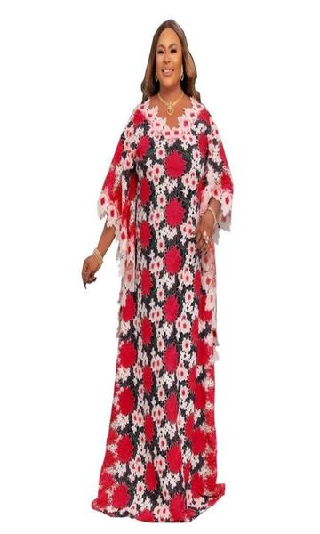 

ethnic clothing lace african dresses for women plus size boubou 2021 africa clothes dashiki long robe africaine femme wedding part1425754, Red