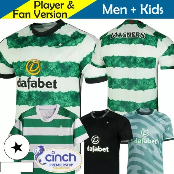 

23 24 football shirt celtic soccer jerseys 2023 2024 voetbal voetbalshirts home away third player version training goalkeeper kyogo abada ca, Black;yellow
