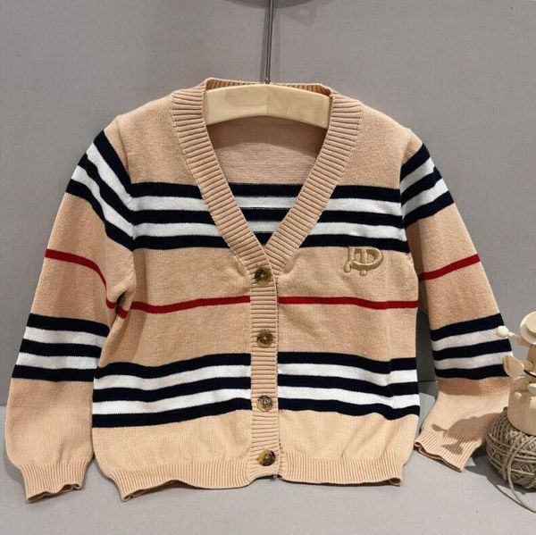 

Baby Boys Girls Brand Sweaters Spring Autumn Kids Striped Cardigan Sweater Letters Printed Children Knitted Coats Outwear 1-6 Years, As picture
