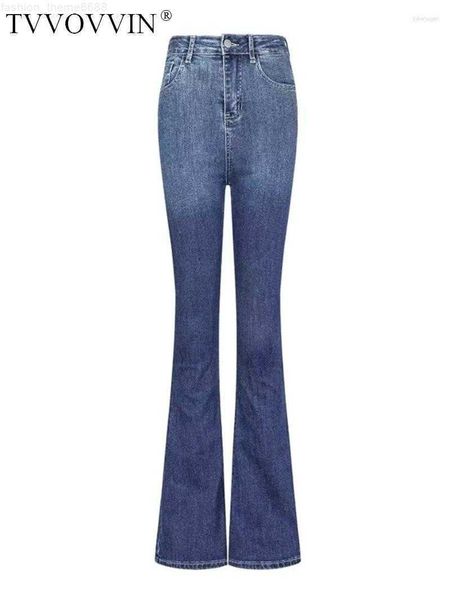 

women's jeans tvvovvin american tight high waist skinny women girls gradient blue flared pants denim trousers fashion u8la