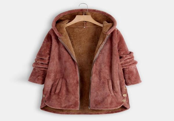 

plus size women coat winter warm vintage solid outwear hooded pockets vintage oversize female coats women039s casual outwearj36856136, Black
