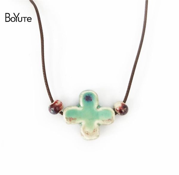 

boyute new 5pcs chinese porcelain ceramic pendant necklace women ethnic jewelry women's accessories independent packing8119771, Silver