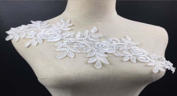 

patches fabric collar trim neckline applique for dressweddingshirtclothingdiycraftsewing flower floral lace rose goldenwhit6656204, Black;white