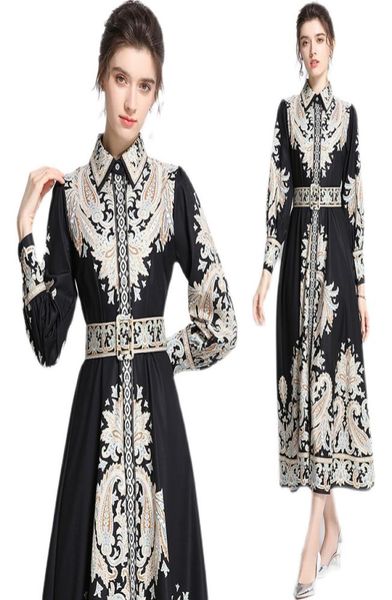 

drop whole spring summer fall floral print lapel neck long sleeve singlebreasted belt women ladies fashion temperamen4106720, Black;gray