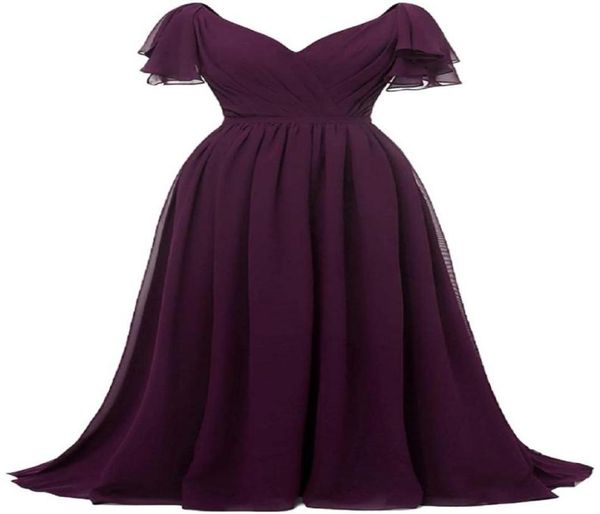 

chiffon ruffle sleeve bridesmaid dress for women v neck long wedding guest gown evening dress prom gown elegant special occasion d6277200, White;pink