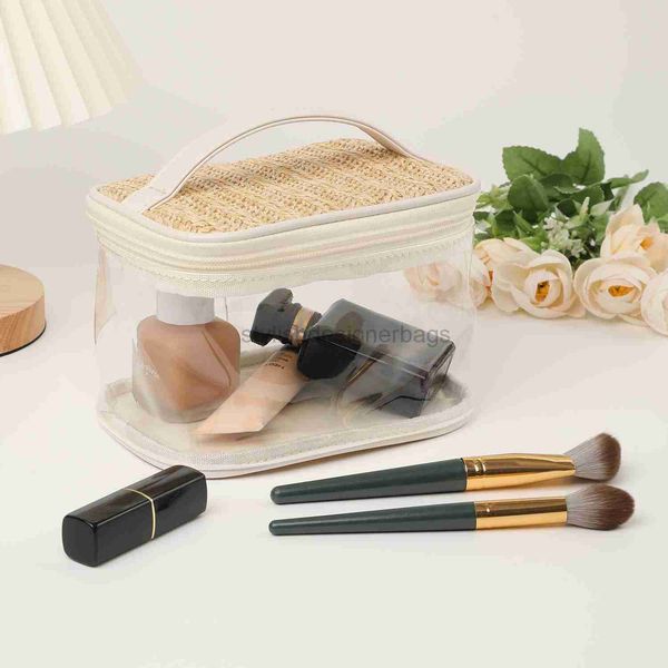 

cosmetic bags cases 2023 new small fragrant wind high capacity pvc straw woven portable travel wash bag cosmetic storage bagstylishdesignerb