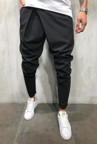 

men casual drawstring solid harem pants fashion boys spring autumn pocket slim trousers 5 colors6704325, Black