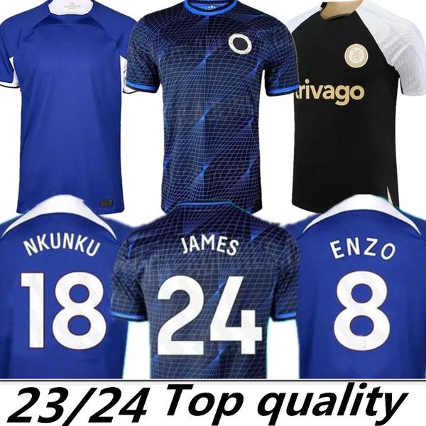 

s-4xl 23 24 cfc soccer jerseys tracksuit enzo fernandez nkunku sterling mudryk 2023 2024 football shirt away third pulisic joao felix kovaci, Black;yellow