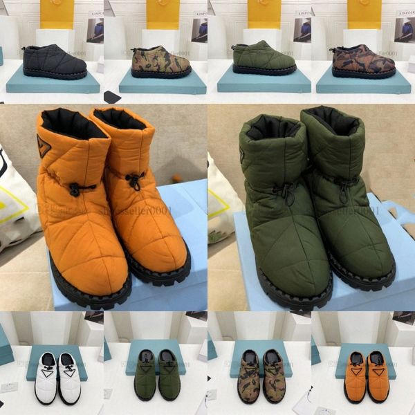 

designer blow padded ski boots cold weather shoes for men women winter warm quilted nylon ankle snow boot luxury fashion eiderdown non slip, Black
