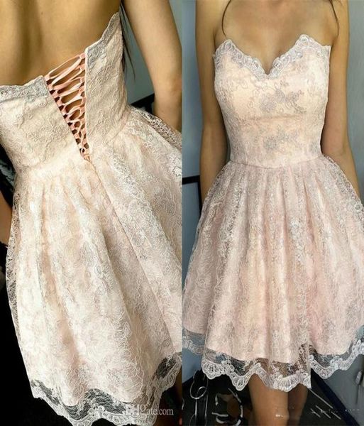 

2018 short mini blush pink homecoming dresses sweetheart corset back full lace appliques party graduation plus size cocktail 5282342, Blue;pink