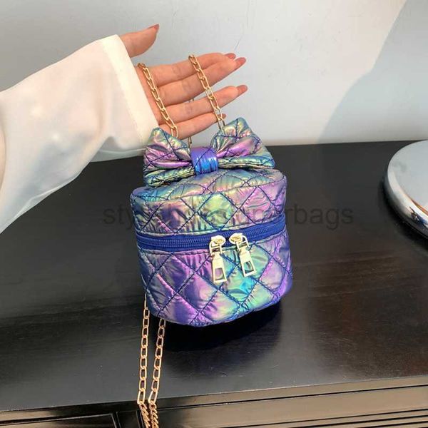 

drawstring women's 2023 summer new korean laser lingge chain mini bucket bag women's one shoulder crossbody bagstylishdesignerbags