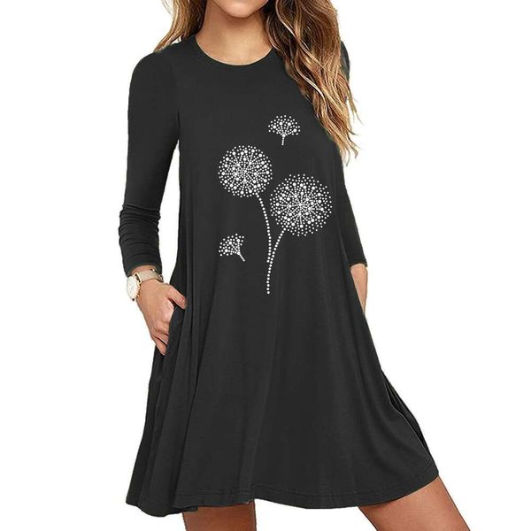 

womens autumn long sleeved pu gongying print pocket dress, Black;gray