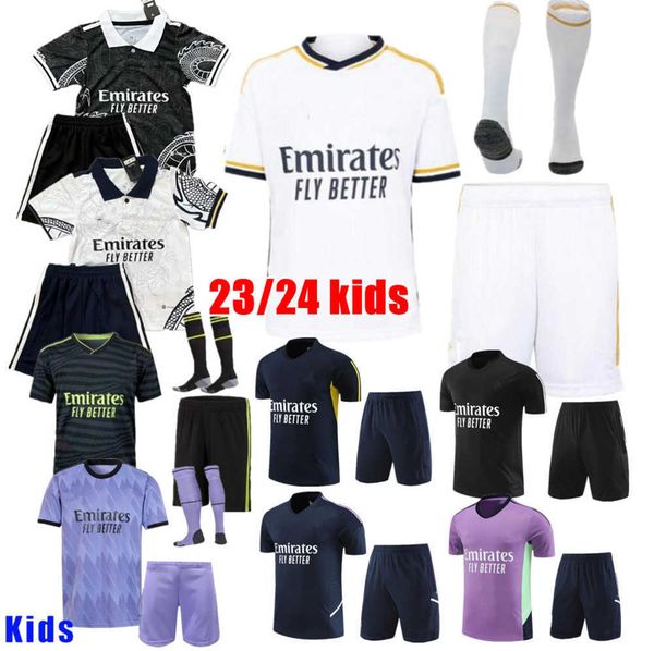 

2023 real madrids soccer jerseys 23 24 new kids football kit vini jr benzema tchouameni camavinga modric rodrygo tracksuit chandal futbol sw, Gray
