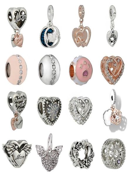 

fits p bracelets 20pcs silver mom love heart rose flower friends dangle charm bead fit p charms bracelet beads for 9252042534, Black