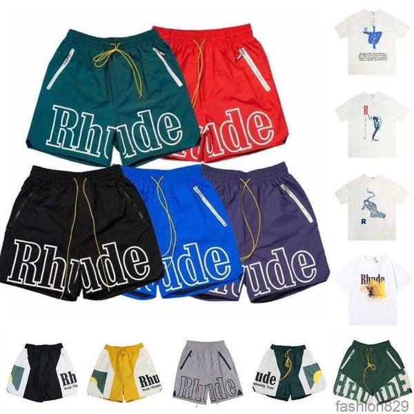 

rhude shorts designers mens basketball short pants shirt luxurys summer beach letter mesh street fashion sweatpants, White;black