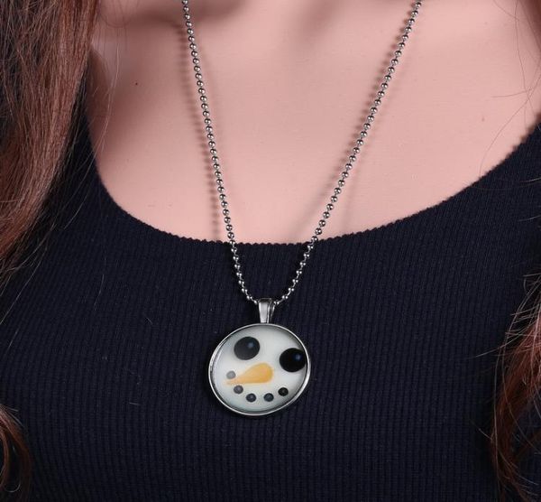 

cute snowman christmas necklace emitting luminous gemstone necklace for women jewelry decor glass cabochon christmas gift pendant 4291272, Silver