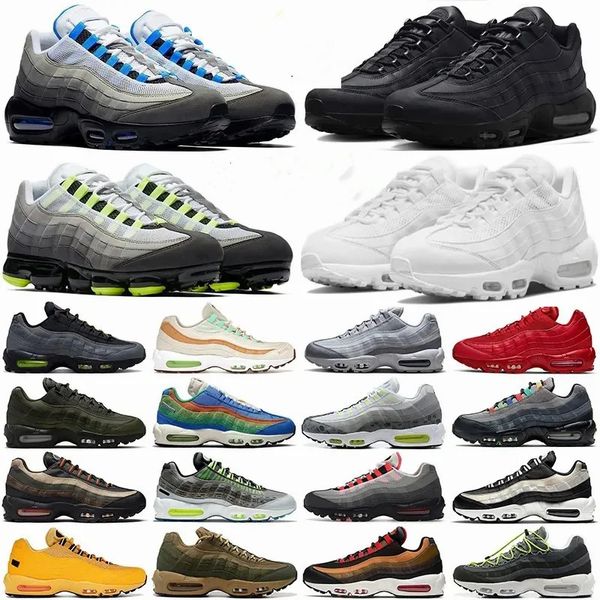 

95 running shoes men women 95s triple black white crystal blue denham neon solar red smoke grey matte olive running club mens trainers outdo