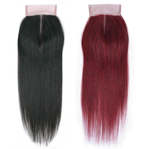 

brazilian malaysian peruvian straight human hair weave 4x4 closures only natural black 99j color lace frontal closure 40gpiece 16692607, Black;brown