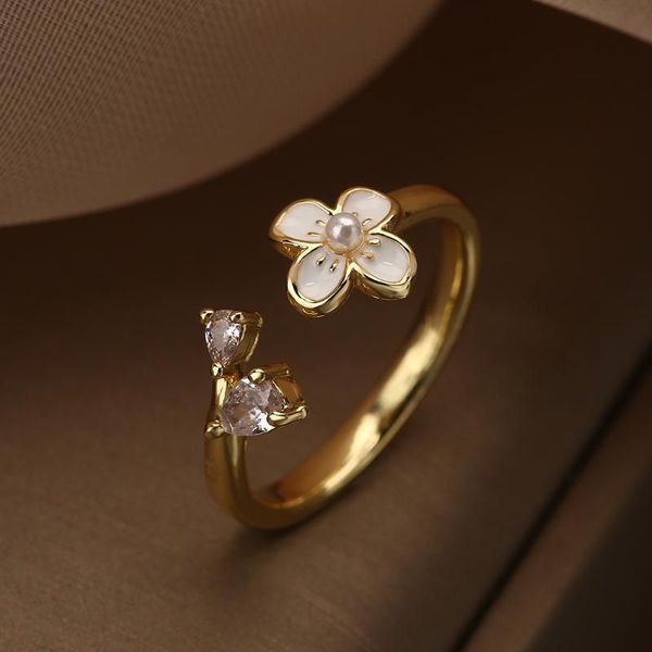 

cluster rings mafisar trendy flower geometric zircon adjustable ring gold color personality for woman party jewelry gift, Silver