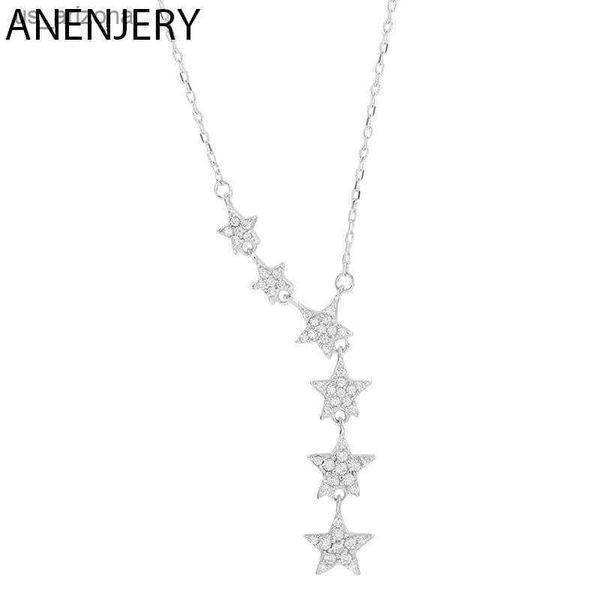 

anenjery silver color charming star pendant necklace with dazzling cubic zirconia jewelry for women girls gifts s-n456 l230620