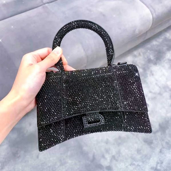 

women's inlaid rhinestone diamond hourglass tote bags glisten crossbody shoulder bag luxury genuine leather designer handbag fashion pi