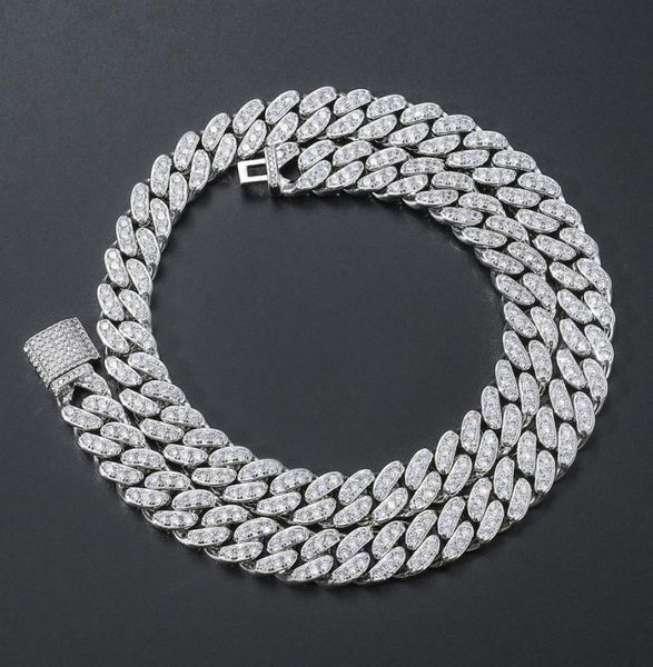 

fashion hip hop necklace men designer bracelet cuban link chain real gold plating necklaces 1618202224inch rapper diamond chai6881307, Silver