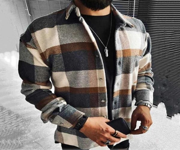 

2021 new men039s shirt plaid pocket long sleeve shirt01239169536, White;black