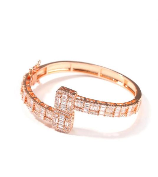 

cuff iced out men gold plated t square zircon crystal miami bangle fashion personality cuban hip hop bling jewerly8890286, White