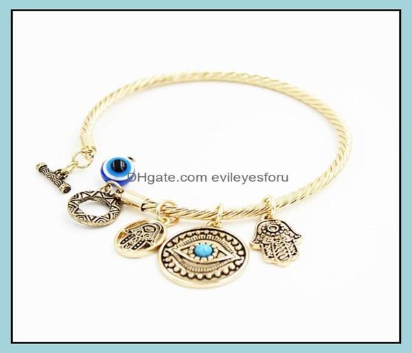 

charm bracelets symbol evil eye charm bracelets for women girls turkish lucky blue eyes fatima hand bracelet fashion bangle jewelr3420391, Golden;silver