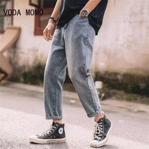 

mens jeans fashion streetwear men loose fit vintage harem pants multi pockets denim cargo slack bottom hip hop jogger 230809, Blue