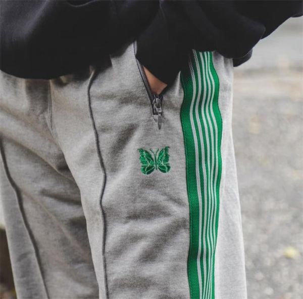 

grey green pants men women 1 quality striped embroidery track pants trousers8812867, Black