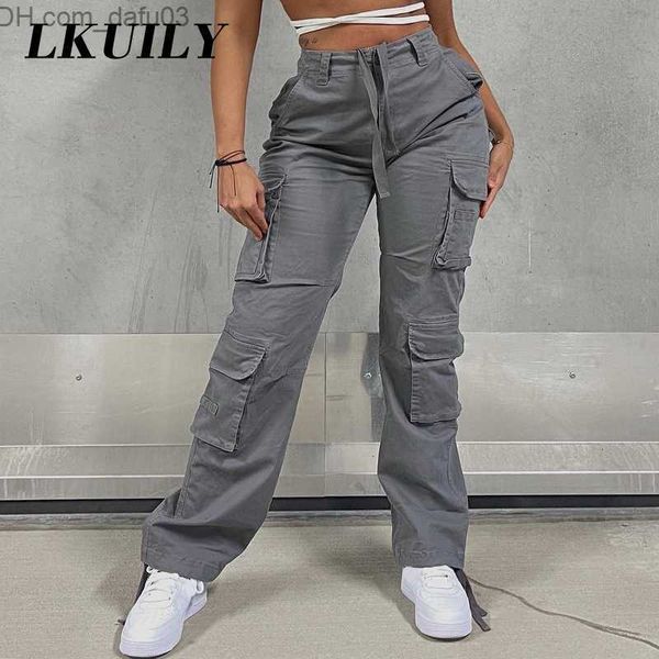 

women's pants capris retro aesthetics high waisted cargo pants women's y2k street clothing luggage straight pants fashionable home, Black;white