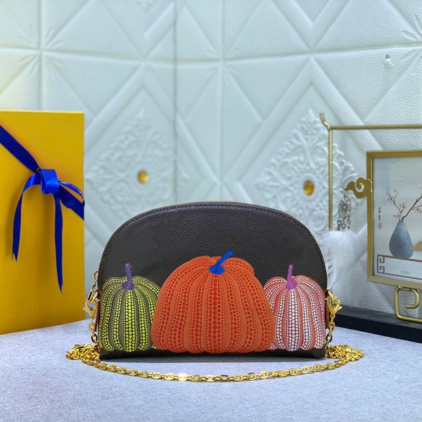 

designer underarm handbag chain shoulder bag pumpkin pattern large makeup bag
