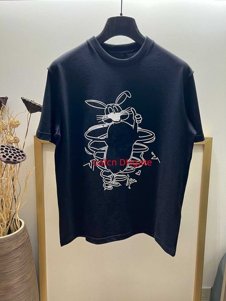 

23fw designer men's t-shirt cotton short sleeve shirt rabbit print summer back reversal effect label embellishment polo shirt, White;black