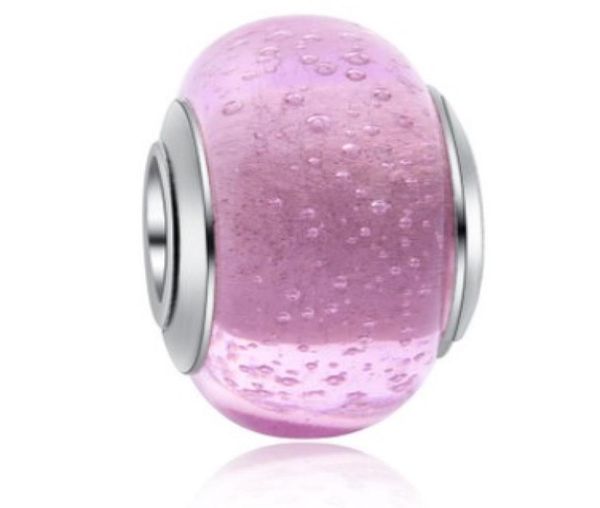 

10 pcs 925 sterling silver murano lampwork glass beads charm big hole loose beads for european bracelet necklace 8 colours5356588, Crystal