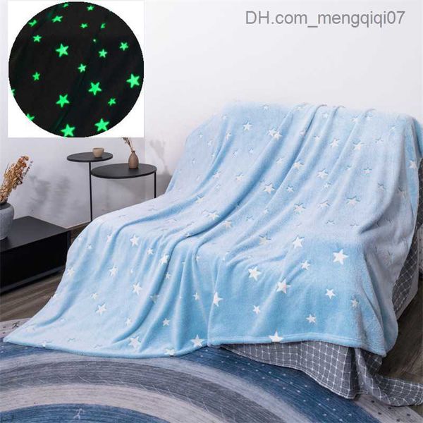 

blankets swaddling decorative sofa blanket sky blue star glow night light children's nap blanket new year magic dress 2022 z230809