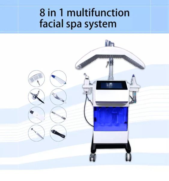 

2023 hydrafacial oxygen facial machine 8 in 1 beauty equipment for deep clean spa nursing system pdt led ultrasonic moisturizing hydrodermab, Black;white